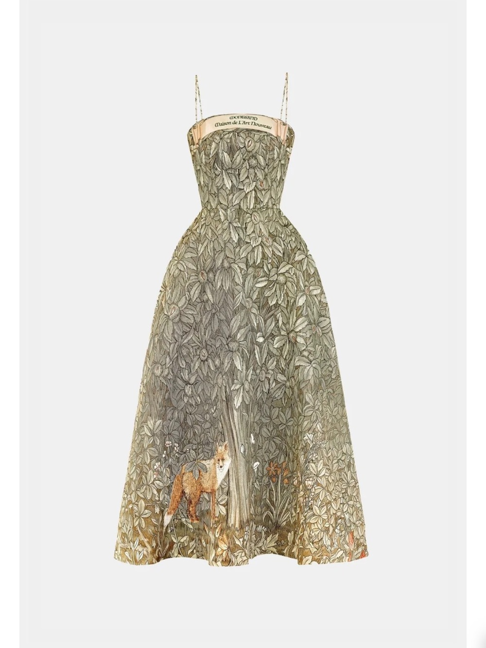 Montsand Olive Green Botanical Midi Dress
